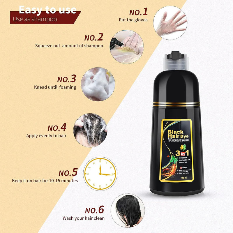 3 in 1 Black Hair Dye Shampoo ((Buy 1 Get 1 FREE🔥)